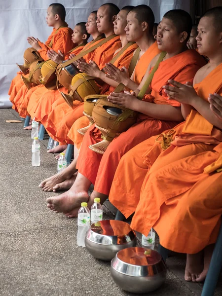 Monks on Alms Ceremony in Thailand — Stock Photo, Image