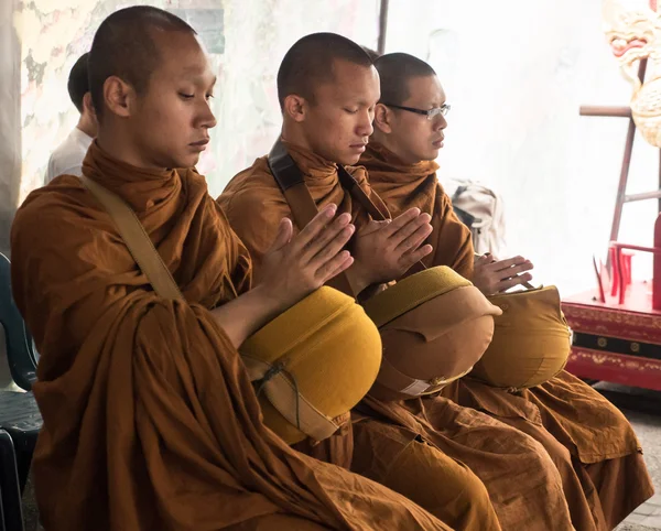 Monks on Alms Ceremony in Thailand — Stock Photo, Image