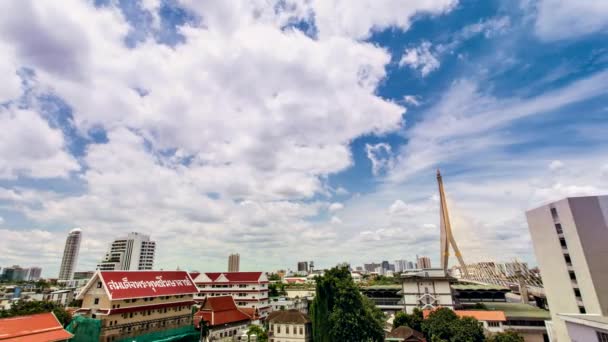 Timelapse - Vista de la ciudad incluyendo el puente Rama 8 (Rama VIII), Bangkok, Tailandia — Vídeo de stock