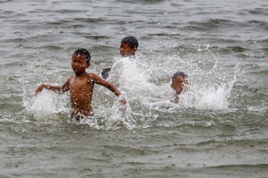 Children Play in Rhi Lake, Myanmar