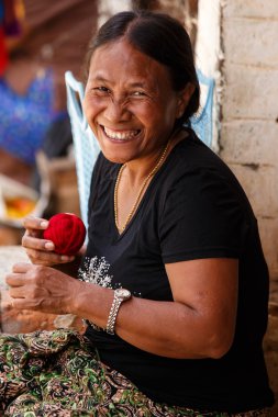 Woman Making Handicrafts in Falam, Myanmar