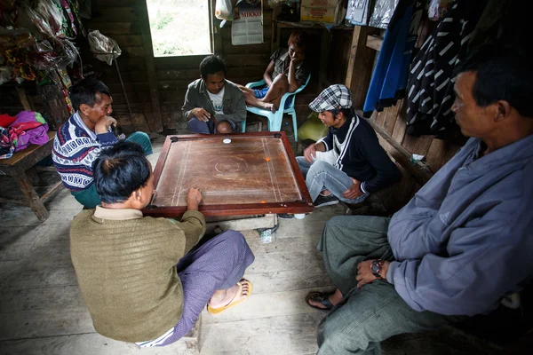 Local Carrom's Game in Myanmar — Stock Photo, Image