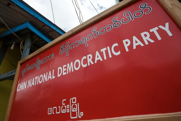 Chin National Democratic Party Sign in Myanmar