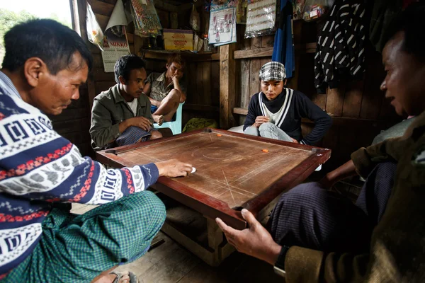 Local Carrom's Game in Myanmar — Stock Photo, Image