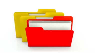 Beyaz arka planda sarı ve kırmızı ofis dosya klasör simgesi