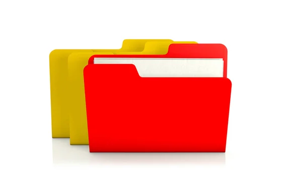 Ícone de pasta de arquivo amarelo e vermelho no fundo branco — Fotografia de Stock