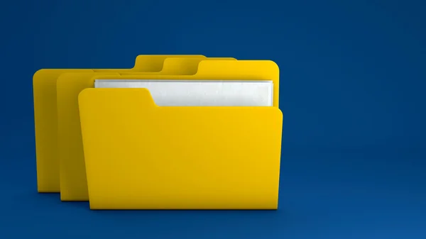 Ícone de pasta de arquivo amarelo no fundo azul — Fotografia de Stock