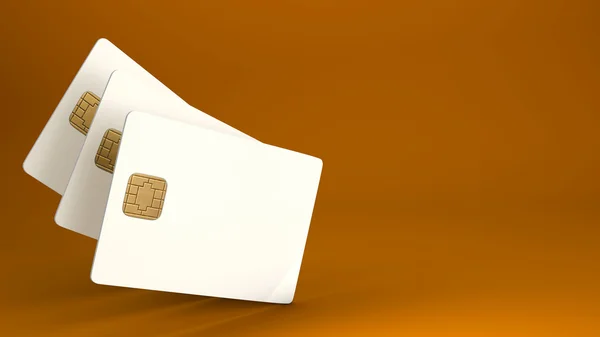 Witte creditcard op bruine achtergrond — Stockfoto