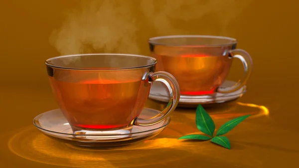 Tee im Glas Tasse — Stockfoto