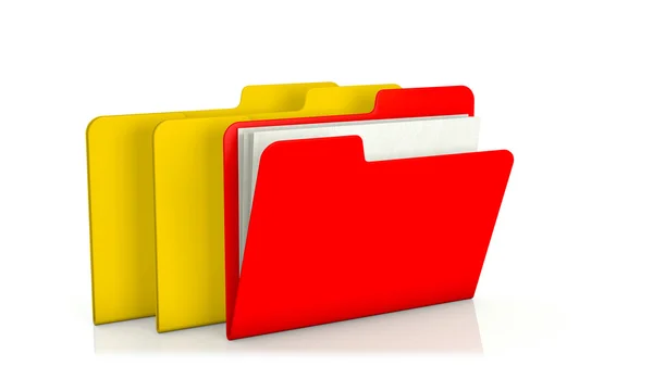 Yellow and red file folder icon on white background Royalty Free Stock Photos