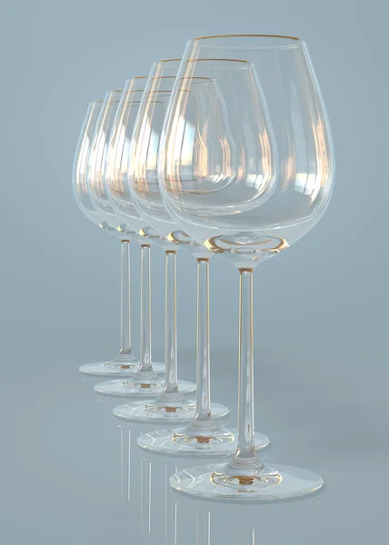 Empty wineglasses on a row — Stock Photo, Image