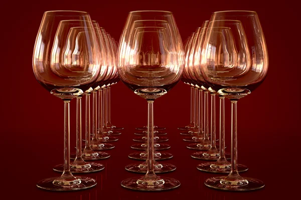 Üres wineglasses-sor — Stock Fotó