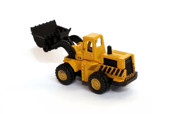 Speelgoed bulldozer geïsoleerd op witte achtergrond — Stockfoto