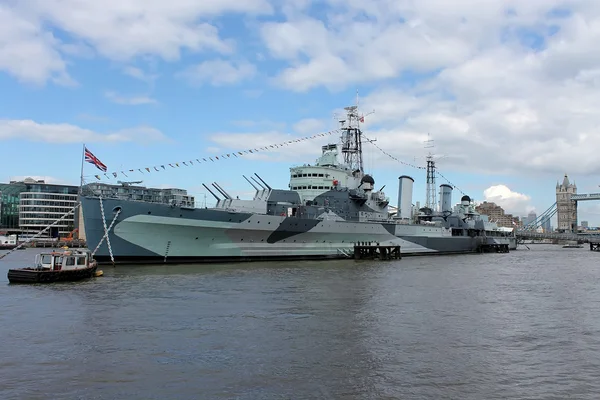Cruiser battle ship at London Stock Image