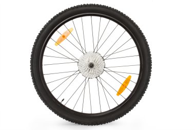 black wheel of a mountain bike