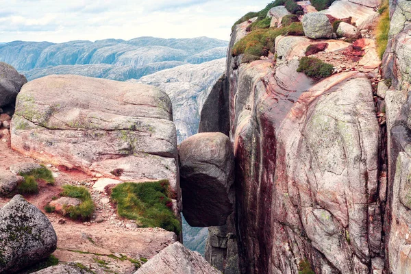 Blick Auf Den Kjerag Stein Den Bergen Norwegens — Stockfoto