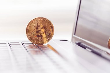 Dizüstü bilgisayarda altın bitcoin