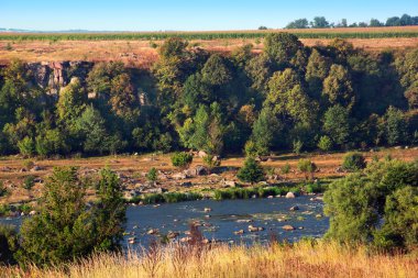 vadi, nehir, ağaçlar ve alan oluşan manzara