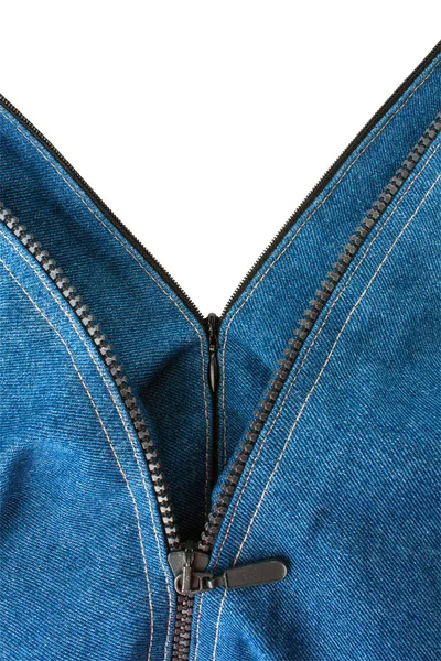 Two zippers opened until the half on a jeans — Stock Photo, Image