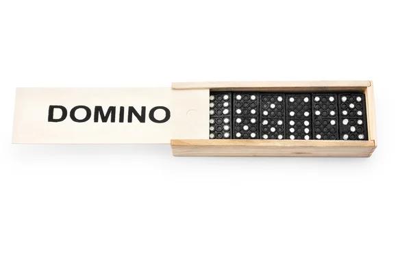 Domino ahşap kutu içine — Stok fotoğraf