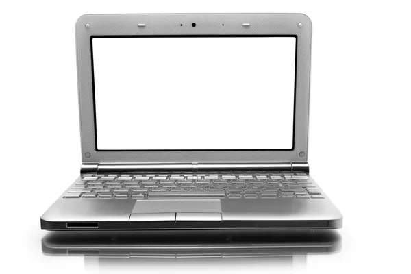 Netbook z białego monitora — Zdjęcie stockowe