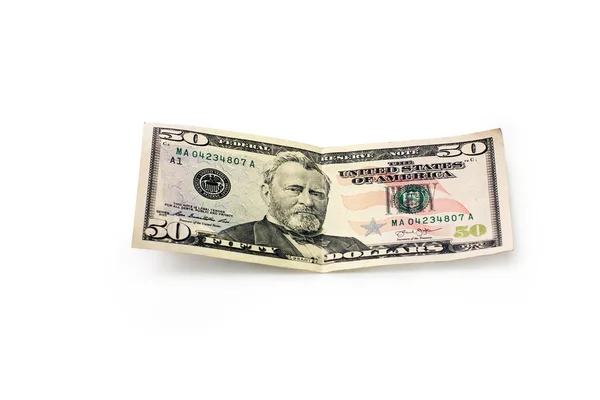 Fifty dollar on a white background — Stock Photo, Image