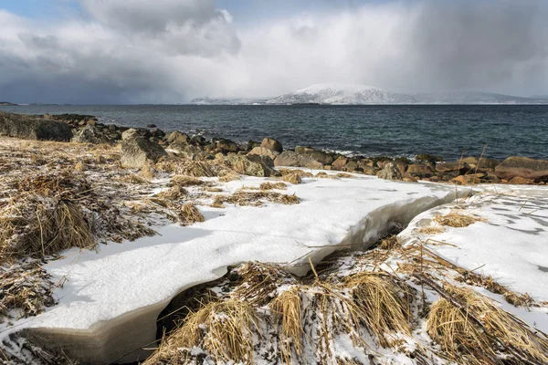 Inverno paisagem marinha das Ilhas Lofoten , — Fotografia de Stock