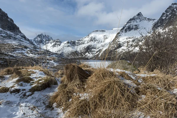 Paisagem de inverno nas ilhas Lofoten, A, Noruega , — Fotografia de Stock