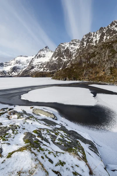 Winterlandschaft auf den Lofoten, — Stockfoto