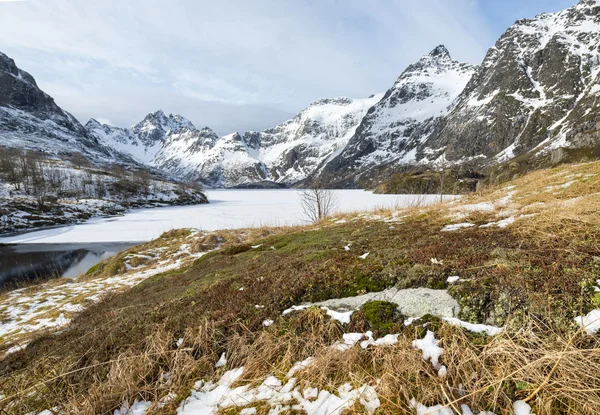 Paisagem de inverno nas ilhas Lofoten , — Fotografia de Stock