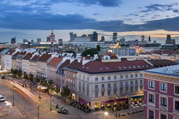 Widok z góry na starym mieście w Warszawie — Zdjęcie stockowe