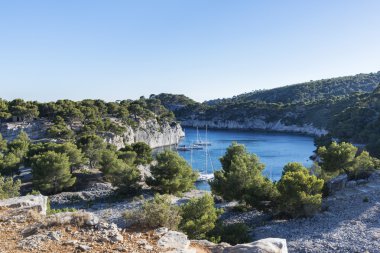 Manzaralı calanques Cassis içinde üzerinde