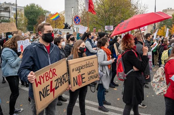 Garantia Polónia Outubro 2020 Milhares Jovens Participam Greve Das Mulheres — Fotografia de Stock