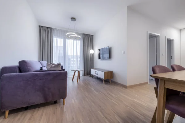 Modern Scandinavian Living Room Interior Design Wooden Floor — Stock Photo, Image