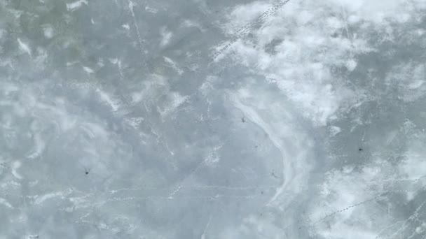 Luchtfoto Drone Uitzicht Bevroren Meer Warmia Polen Tijdens Winter — Stockvideo