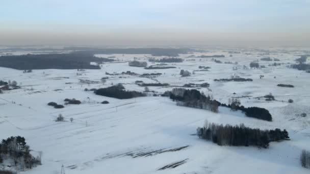 Veduta Aerea Drone Del Paesaggio Warmia Polonia Durante Periodo Invernale — Video Stock