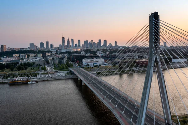 Panorama Warsaw Poland Sundown — Stock Photo, Image