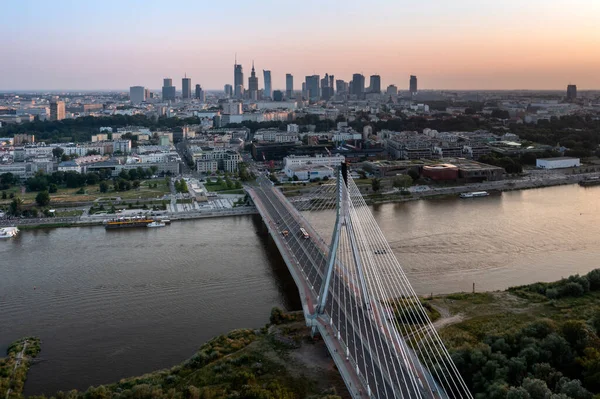 Panorama Varsóvia Polônia Durante Pôr Sol — Fotografia de Stock