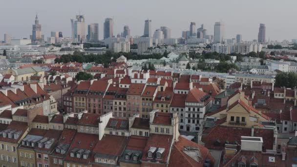 Panorama Cidade Velha Centro Varsóvia Drone Durante Pôr Sol — Vídeo de Stock
