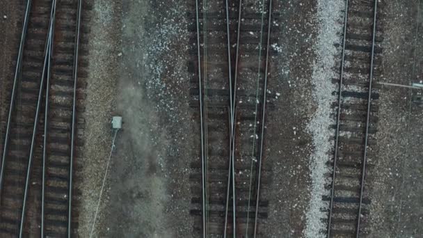 Vista Superior Del Dron Las Vías Del Ferrocarril — Vídeos de Stock