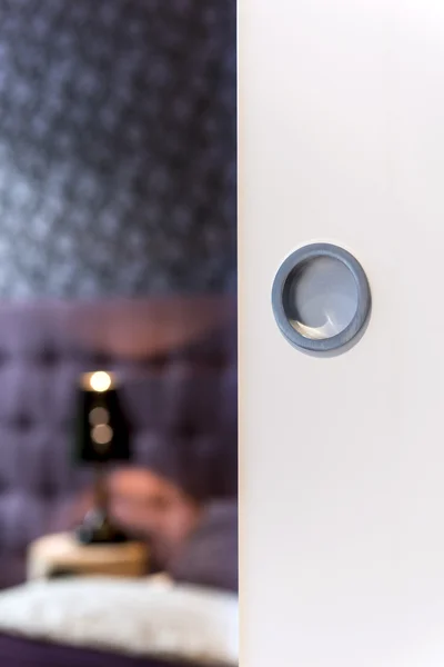 White door interior detail with round handle — Stock Photo, Image