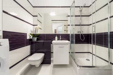 Modern bathroom with  shower cubicle  clipart