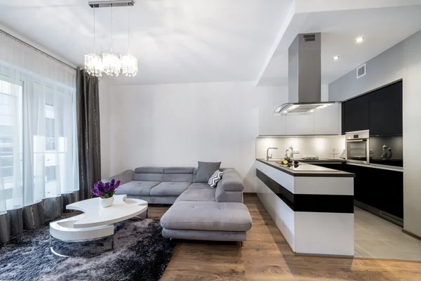 Küche und Wohnbereich im Luxus-Eigenheim — Stockfoto