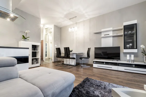 Siyah ve beyaz tarzı modern oturma odası