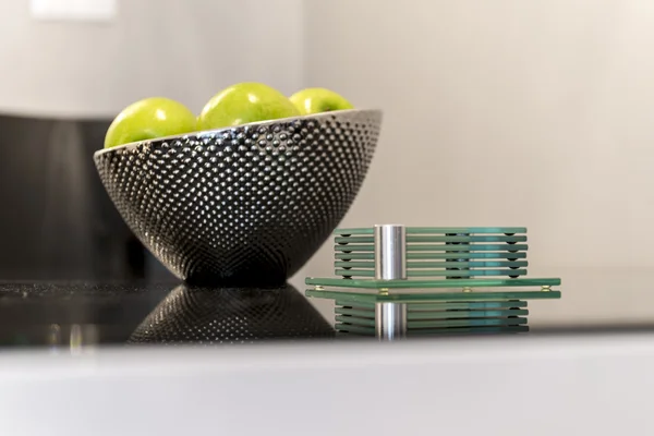 Detail of modern kitchen metal bowl — Stock Photo, Image