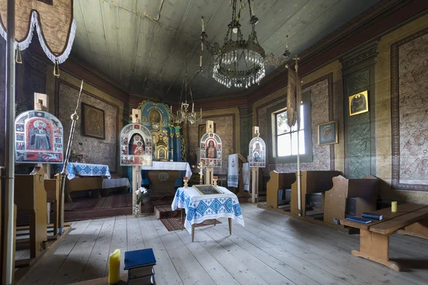 Old wooden orthodox church interior, Poland — Stock Photo, Image