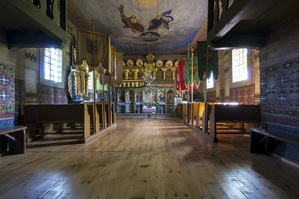 Old wooden orthodox church interior, Nowica, Poland — Stock Photo, Image