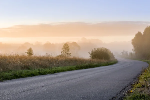 Πρόωρη misty πρωί τοπίο στην Πολωνία — Φωτογραφία Αρχείου