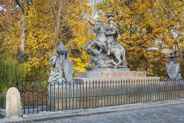 Polonya kralı Jan Iii Sobieski Varşova heykeli — Stok fotoğraf