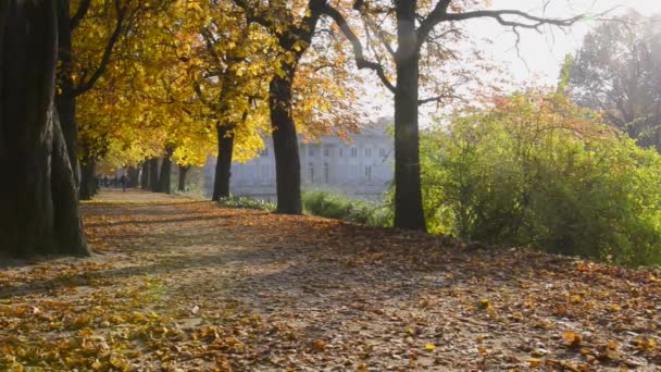 Palácio sobre a água em Lazienki park, Varsóvia, Polonia — Vídeo de Stock